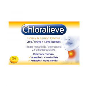 Chloralieve Honey & Lemon Flavour Lozenges - 24 Pack