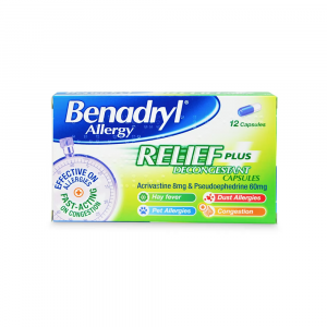 Benadryl Allergy Plus Capsules - 12 Capsules