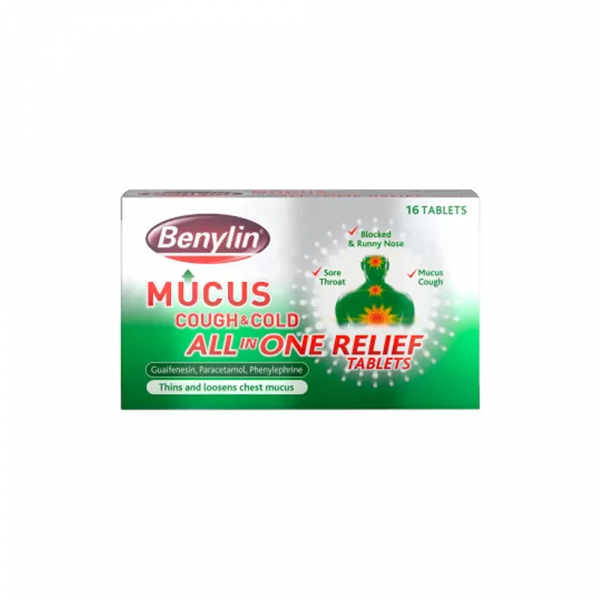 Benylin Mucus Cough & Cold All in One Relief - 16 Tablets