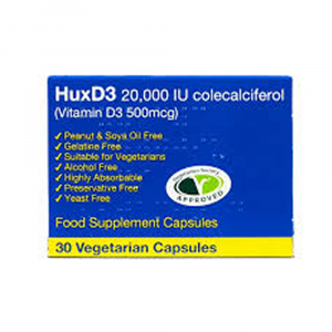 HuxD3 Colecalciferol 20000IU (500mcg) Vitamin D3 - 30 Caps