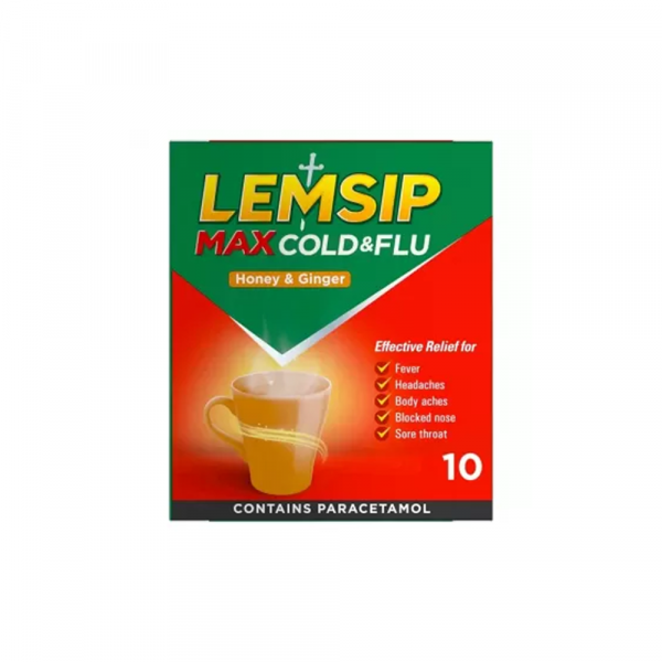 Lemsip Max Cold & Flu Honey & Ginger - 10 sachets