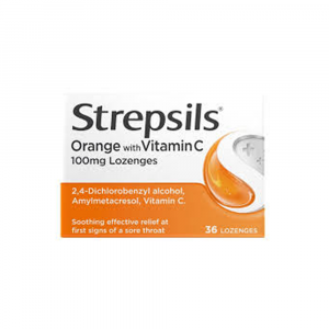 Strepsils Orange with Vitamin C (100mg) – 36 Lozenges